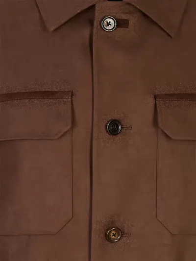 Corneliani Button-up Multi-pocket Jacket In Brown