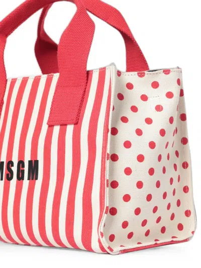 Msgm Striped Polka-dot Shoulder Bag In Multi