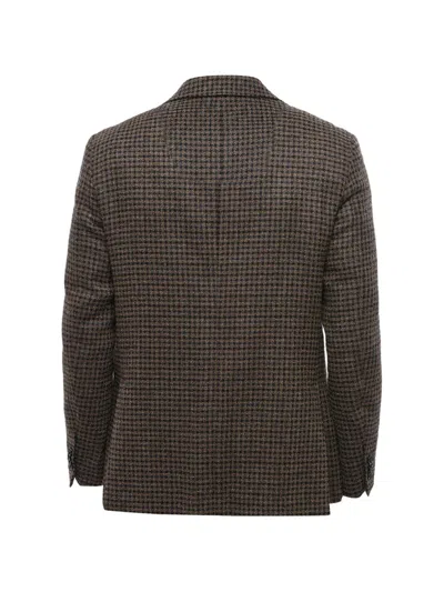 Corneliani Check-pattern Single-breasted Blazer In Brown