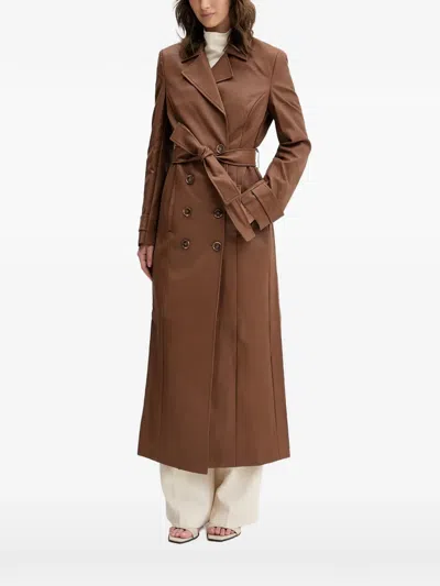 Bardot Double-breasted Belted Coat In Brown