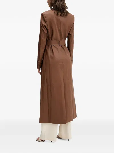 Bardot Double-breasted Belted Coat In Brown