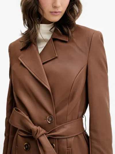 Bardot Double-breasted Belted Coat In Brown