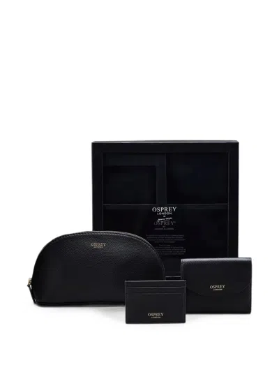 Osprey Leather Wallet Set In Black