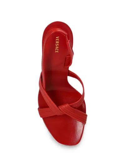 Versace Gianni Crossover-strap Sandals In Red