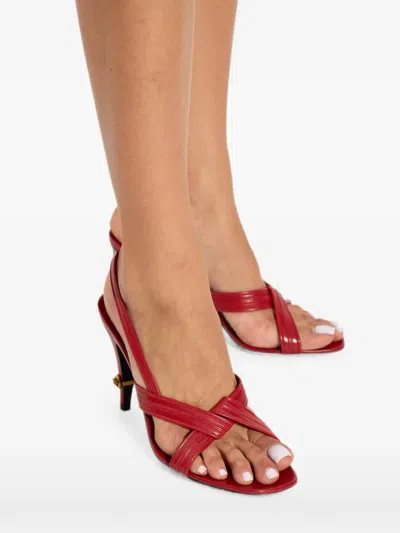 Versace Gianni Crossover-strap Sandals In Red