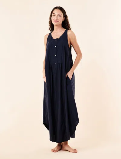 Papinelle Madison Panel Front Maxi Nightie In Blue