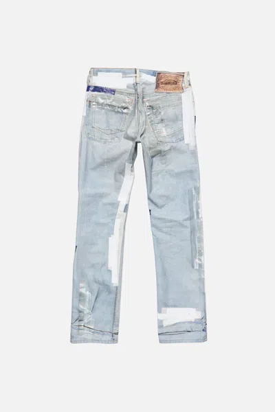 Acne Studios Denim Straight Jeans Distressed Patchwork Five Pocket In Blue