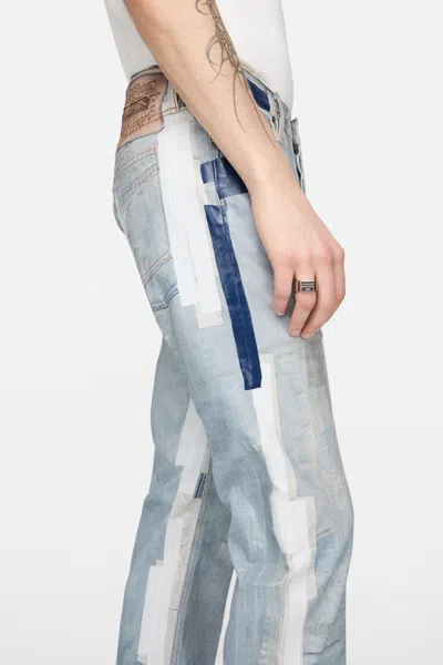 Acne Studios Denim Straight Jeans Distressed Patchwork Five Pocket In Blue