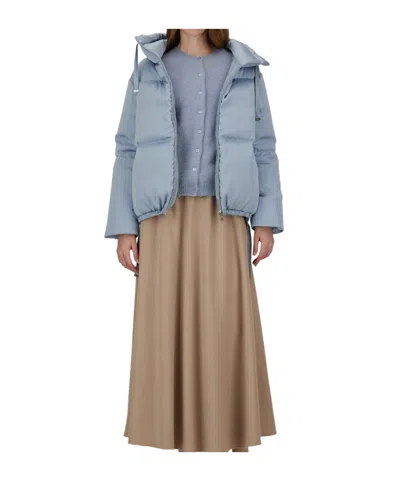 Herno High-neck Drawstring Zip-up Jacket In Blue