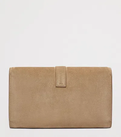Tom Ford Suede Wallet With Strap In Beige