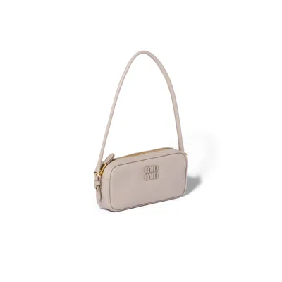 Miu Miu Leather Pouch In Neutral