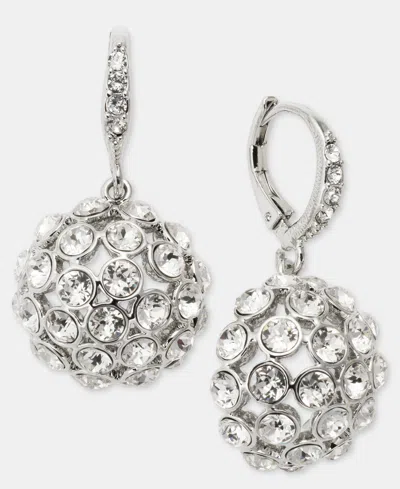 Givenchy Pave Cluster Drop Earrings In White