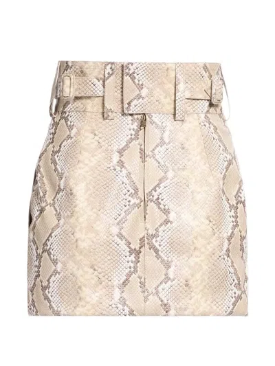 Elie Saab Python-print Belted Mini Skirt In Neutral