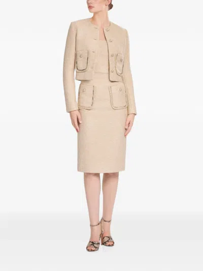 Elie Saab Python-print Tweed Jacket In Multi