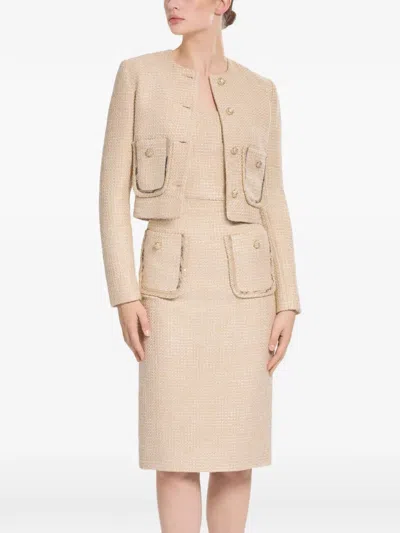 Elie Saab Python-print Tweed Jacket In Multi