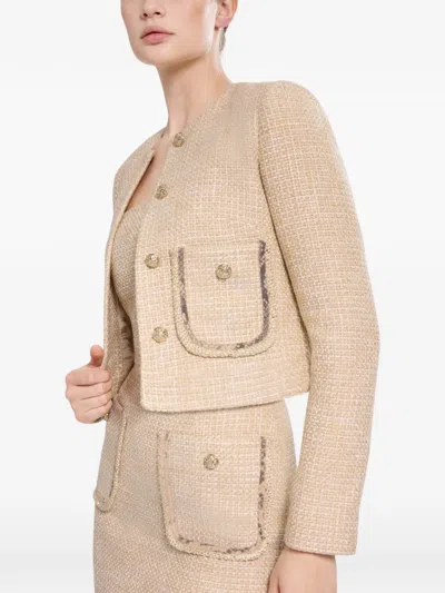 Elie Saab Python-print Tweed Jacket In Multi