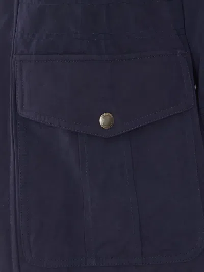 Brunello Cucinelli Shearling-collar Multi-pocket Jacket In Blue