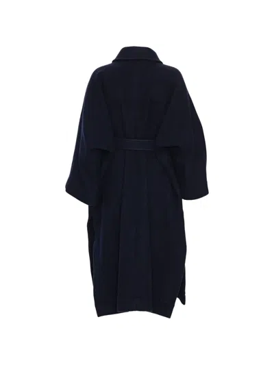 Henrik Vibskov Toadcoat Plaid-belt Coat In Blue