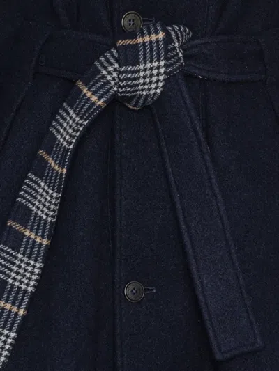 Henrik Vibskov Toadcoat Plaid-belt Coat In Blue