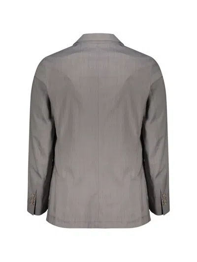 Fedeli Single-breasted Wool-blend Blazer In Gray