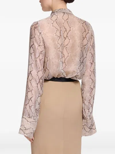 Elie Saab Python-print Draped Blouse In Blue