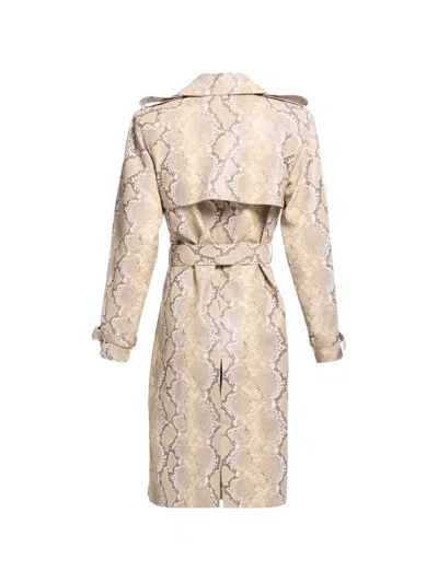 Elie Saab Python-print Double-breasted Coat In Neutral