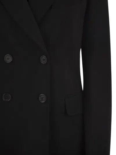 Weekend Max Mara Double-breasted Stretch-fabric Blazer In Black