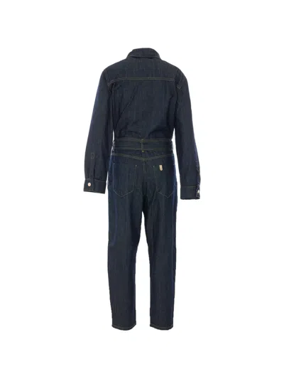 Liu •jo Belted Button-front Jumpsuit In Blue