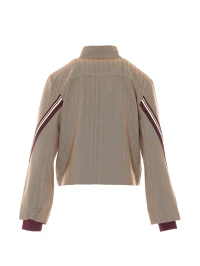 Liu •jo Herringbone-pattern Zip-up Jacket In Neutral