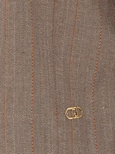 Liu •jo Herringbone-pattern Zip-up Jacket In Neutral