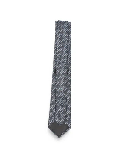 Giorgio Armani Chevron-patterned Silk Tie In Blue