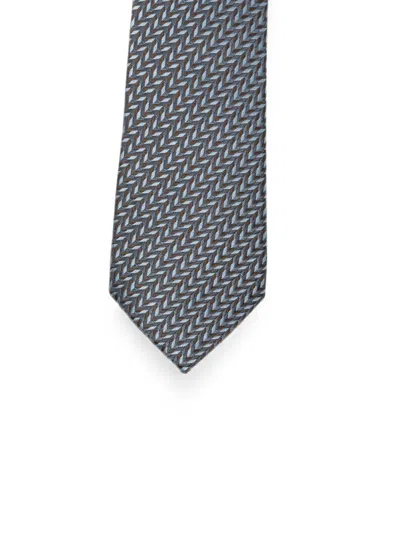 Giorgio Armani Chevron-patterned Silk Tie In Blue
