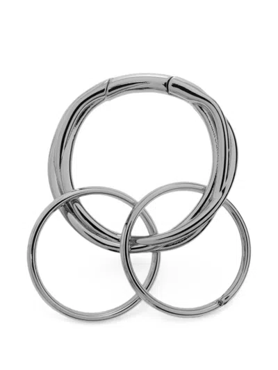 Jil Sander Engraved-logo Twisted-effect Keyring In Silver