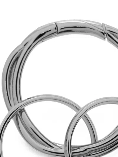 Jil Sander Engraved-logo Twisted-effect Keyring In Silver