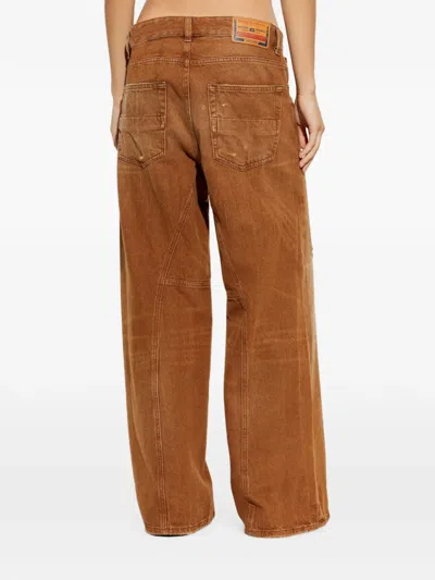 Diesel Distressed Wide-leg Jeans In Brown