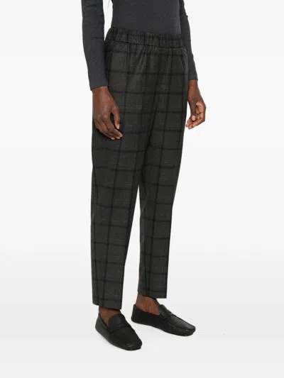 Peserico Check-pattern Trousers In Gray