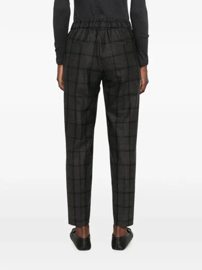 Peserico Check-pattern Trousers In Gray