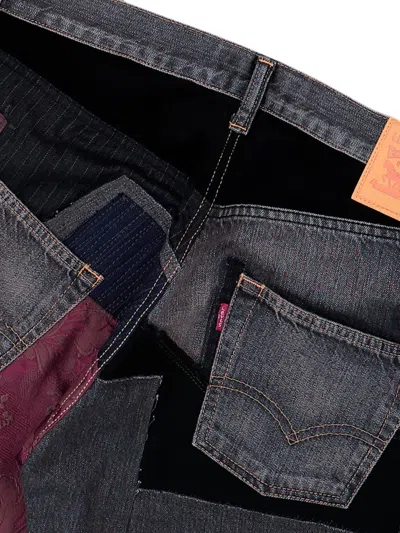 Junya Watanabe Patchwork-design Button-fastening Jeans In Multi