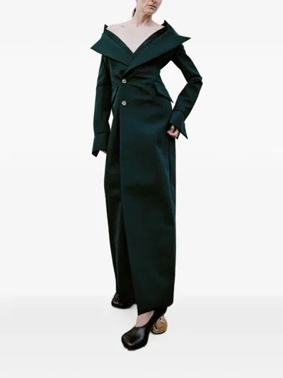 A.w.a.k.e. Double-breasted Off-shoulder Coat In Multi