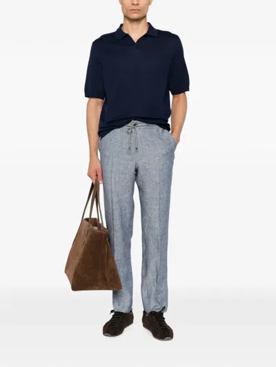 Corneliani Drawstring Tailored Trousers In Blue