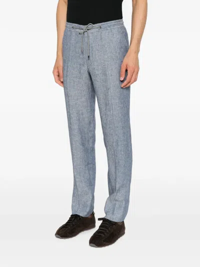 Corneliani Drawstring Tailored Trousers In Blue