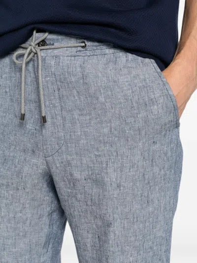 Corneliani Drawstring Tailored Trousers In Blue