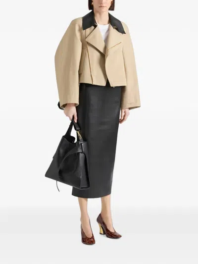 Givenchy Leather-collar Cropped Jacket In Brown