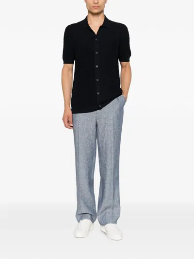 Corneliani Drawstring Straight-leg Trousers In Blue