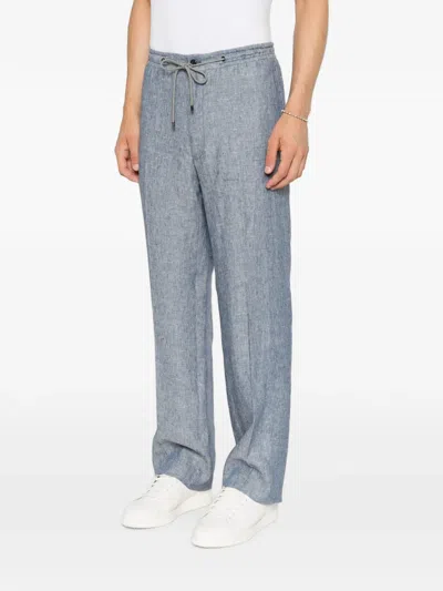 Corneliani Drawstring Straight-leg Trousers In Blue