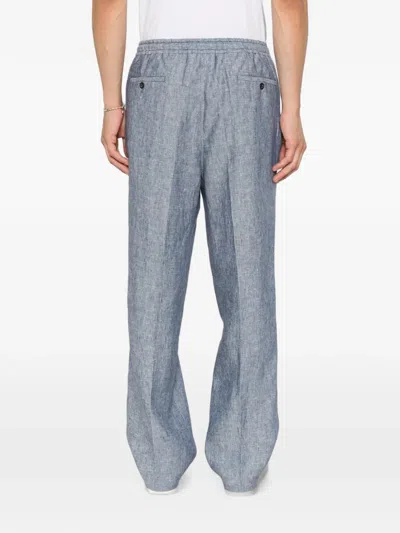 Corneliani Drawstring Straight-leg Trousers In Blue