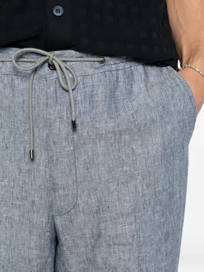 Corneliani Drawstring Straight-leg Trousers In Blue
