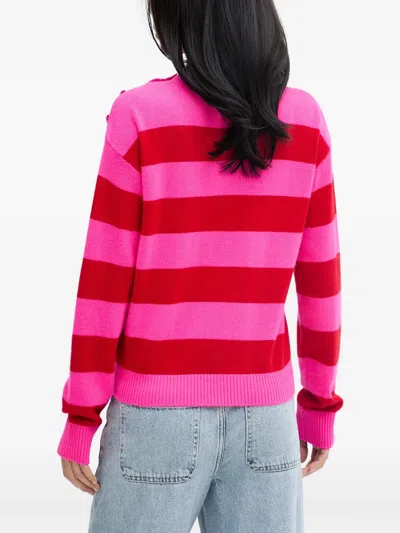 From Future Striped Heart-button Sweater In Multi