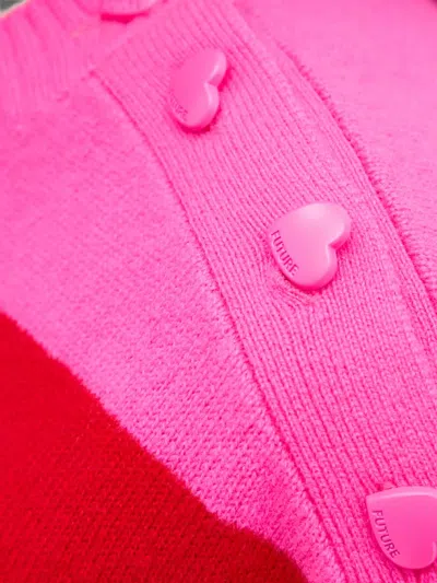 From Future Striped Heart-button Sweater In Multi