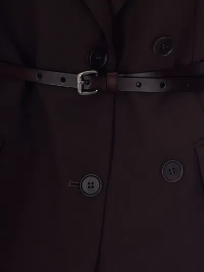 P.a.r.o.s.h Double Breasted Belted Tailoring Jacket Nylon Silk In Brown